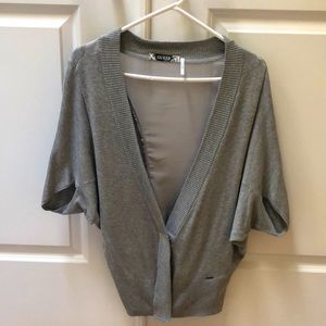 Grey short sleeve cardigan